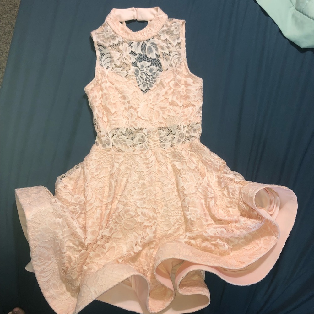 Spring Peach Lace Dress